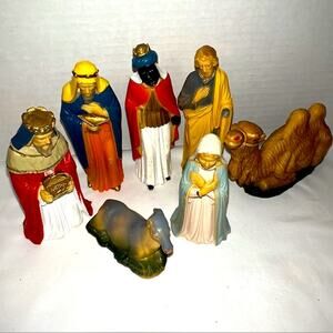 Vintage Hong Kong Nativity Replacement 7 Pieces Plastic